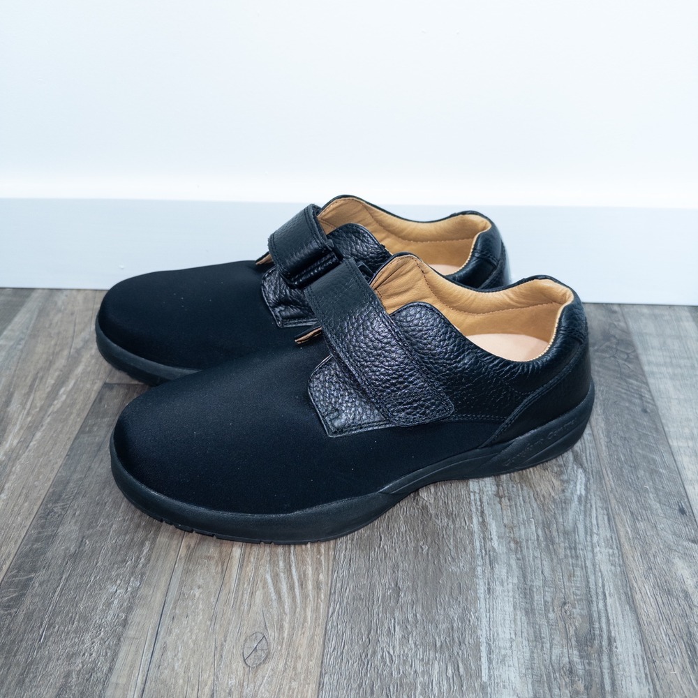 Dr. Comfort Black Brian X Stretch Lycra Leather Diabetic Shoes Size 10 Wide